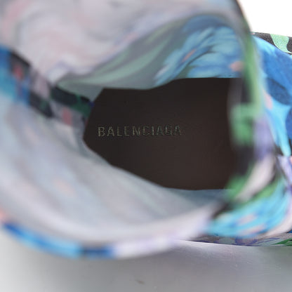 Balenciaga Jersey Crepe Wild Flowers Extreme Pointed Toe Knife Booties 35 Bleu Violet 7 of 8