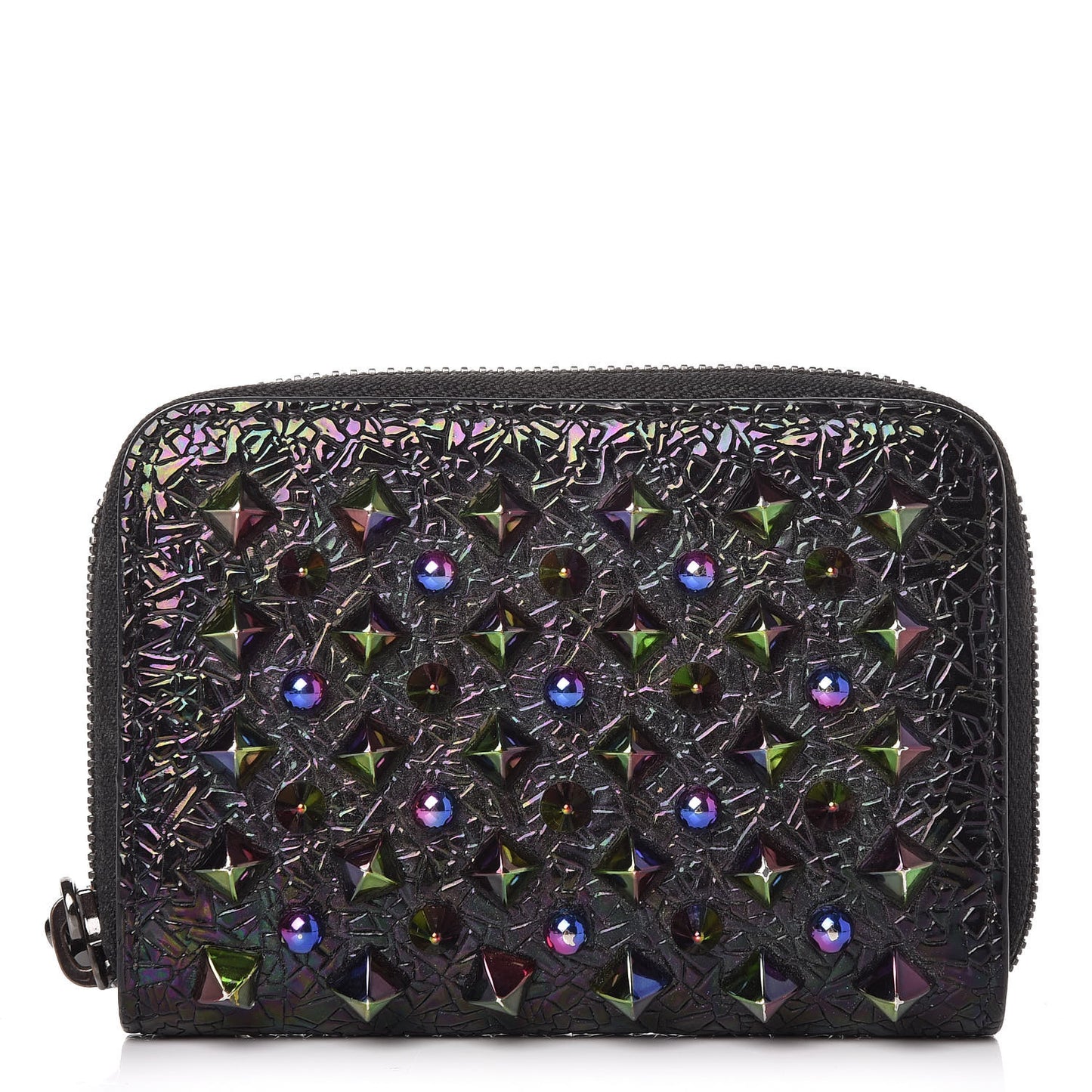 Metallic Patent Spikes Panettone Coin Purse Black Multicolor Metal