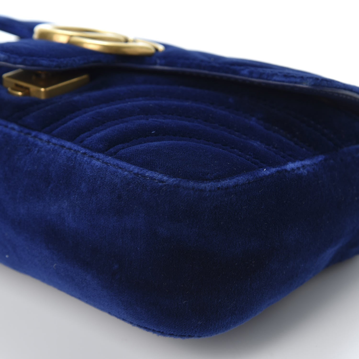Gucci Velvet Matelasse Mini GG Marmont Shoulder Bag Cobalt Blue 6 of 11
