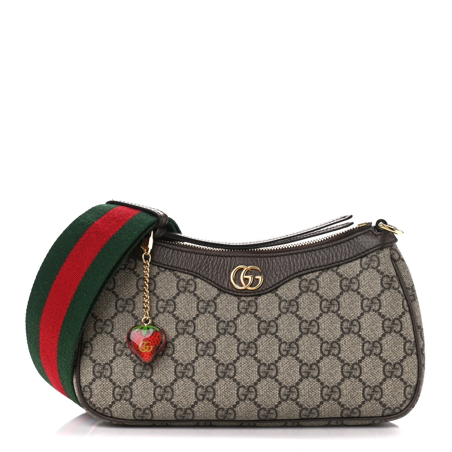 Gucci GG Supreme Monogram Textured Dollar Calfskin Web Small Ophidia GG Handbag Beige Ebony New Acero 1 of 11