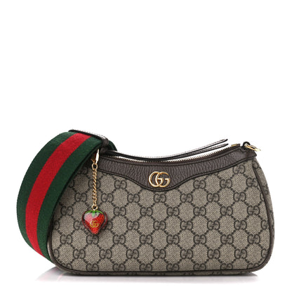 Gucci GG Supreme Monogram Textured Dollar Calfskin Web Small Ophidia GG Handbag Beige Ebony New Acero 1 of 11