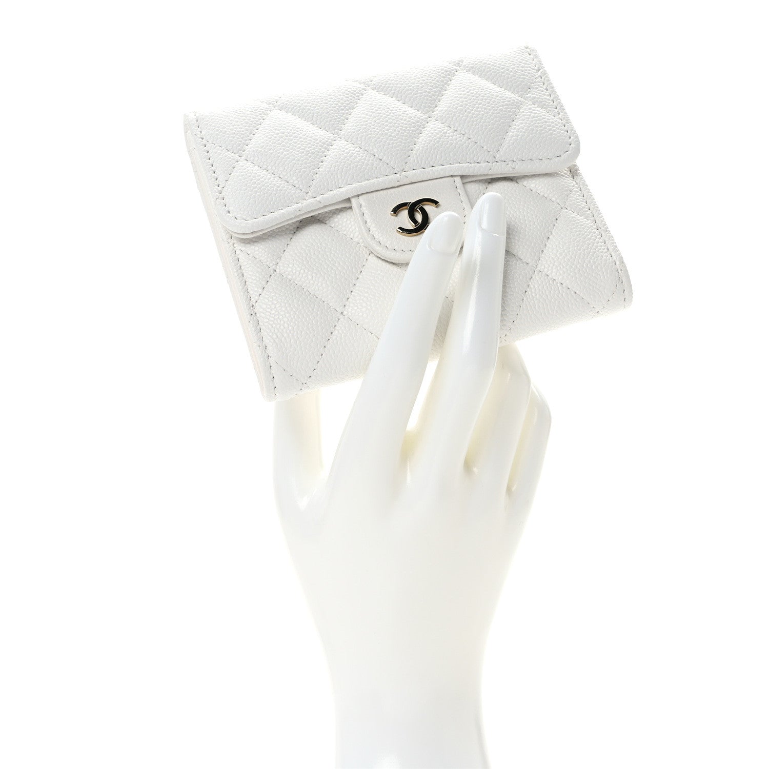 Chanel Caviar Quilted Compact Flap Wallet White 2 of 7