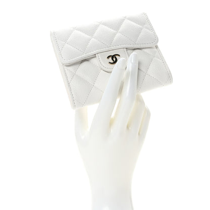 Chanel Caviar Quilted Compact Flap Wallet White 2 of 7