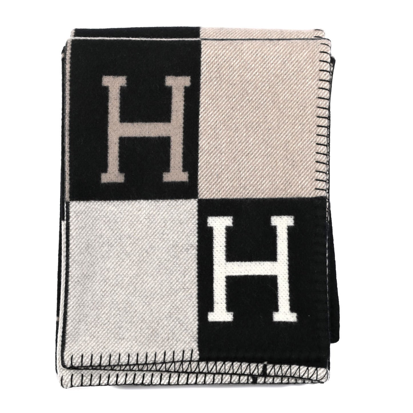 Wool Cashmere Avalon III Blanket Ecru Black