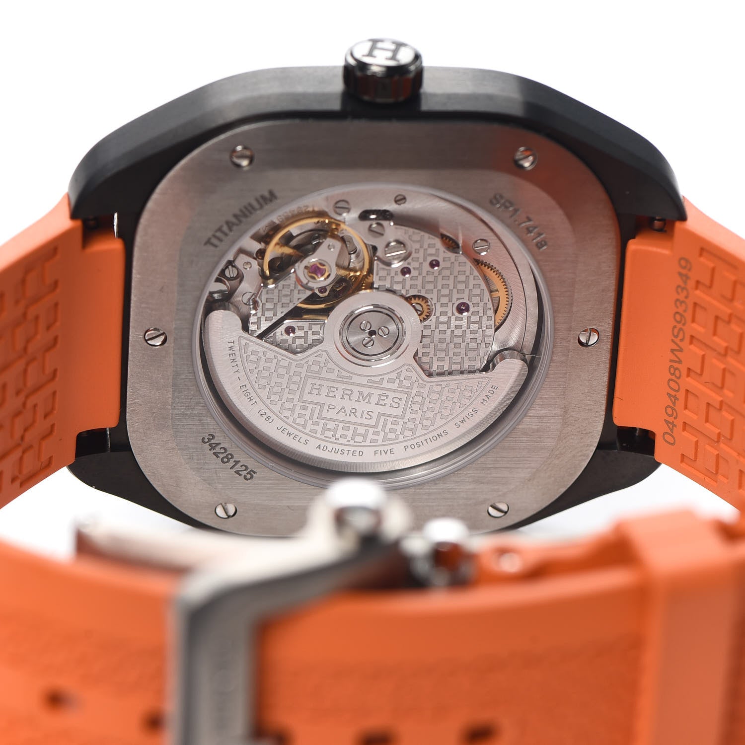 Hermes DLC Coated Titanium Rubber 39mm H08 Automatic Watch Orange 5 of 7