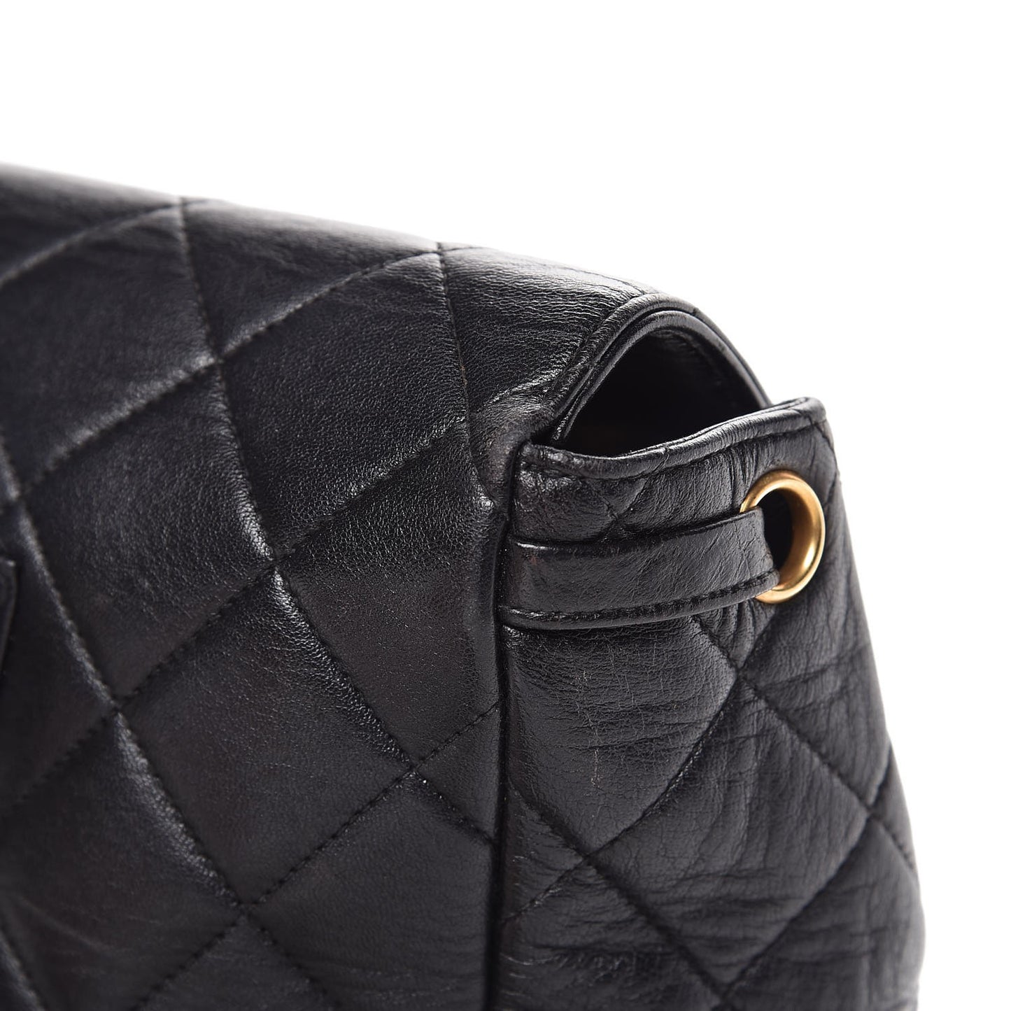 Lambskin Quilted Drawstring Backpack Black