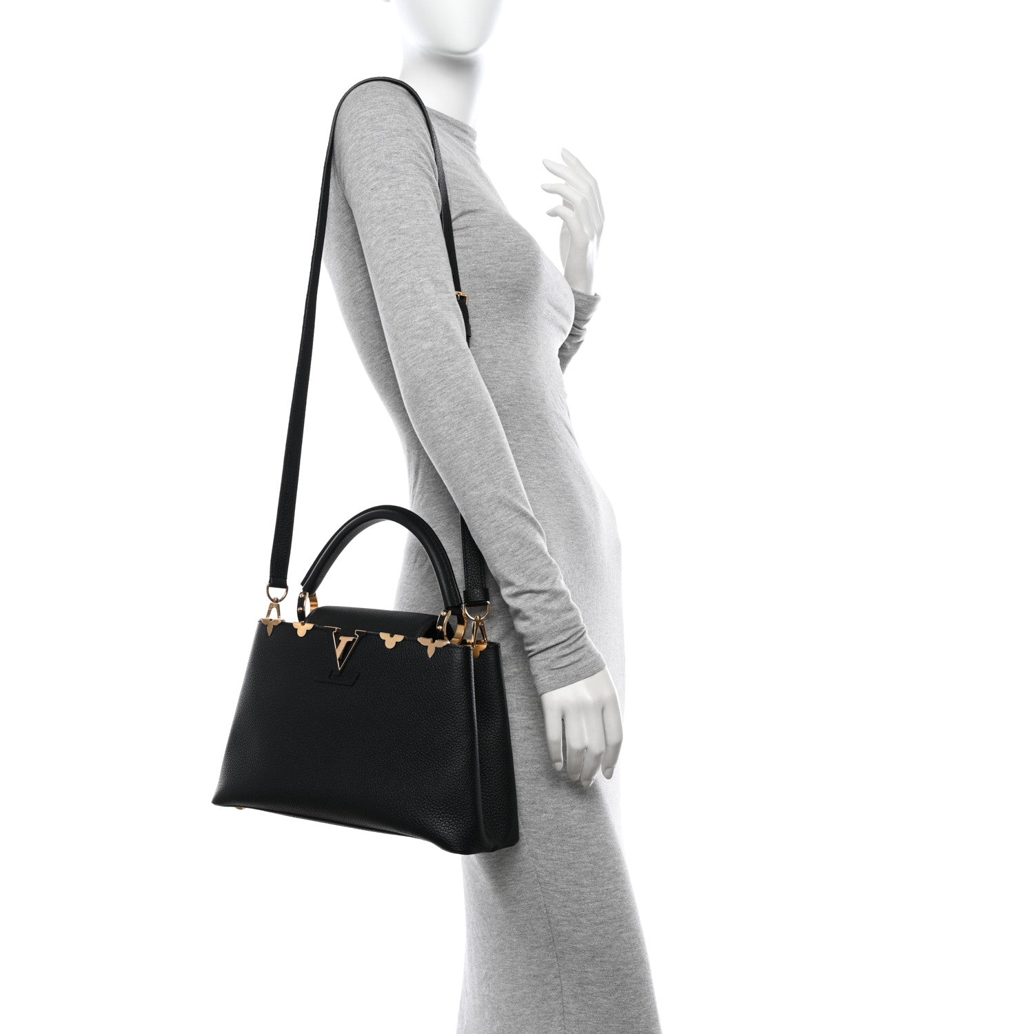 Louis Vuitton Taurillon Embellished Flower Crown Capucines PM Black 2 of 9