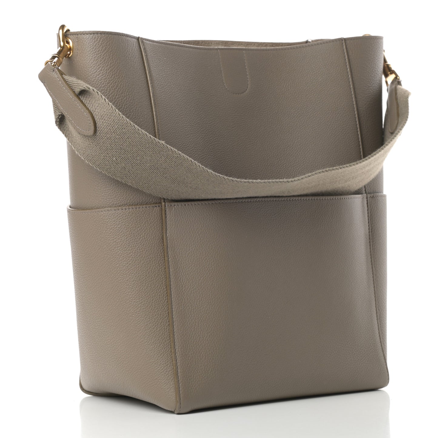 Soft Grained Calfskin Sangle Bucket Bag Taupe