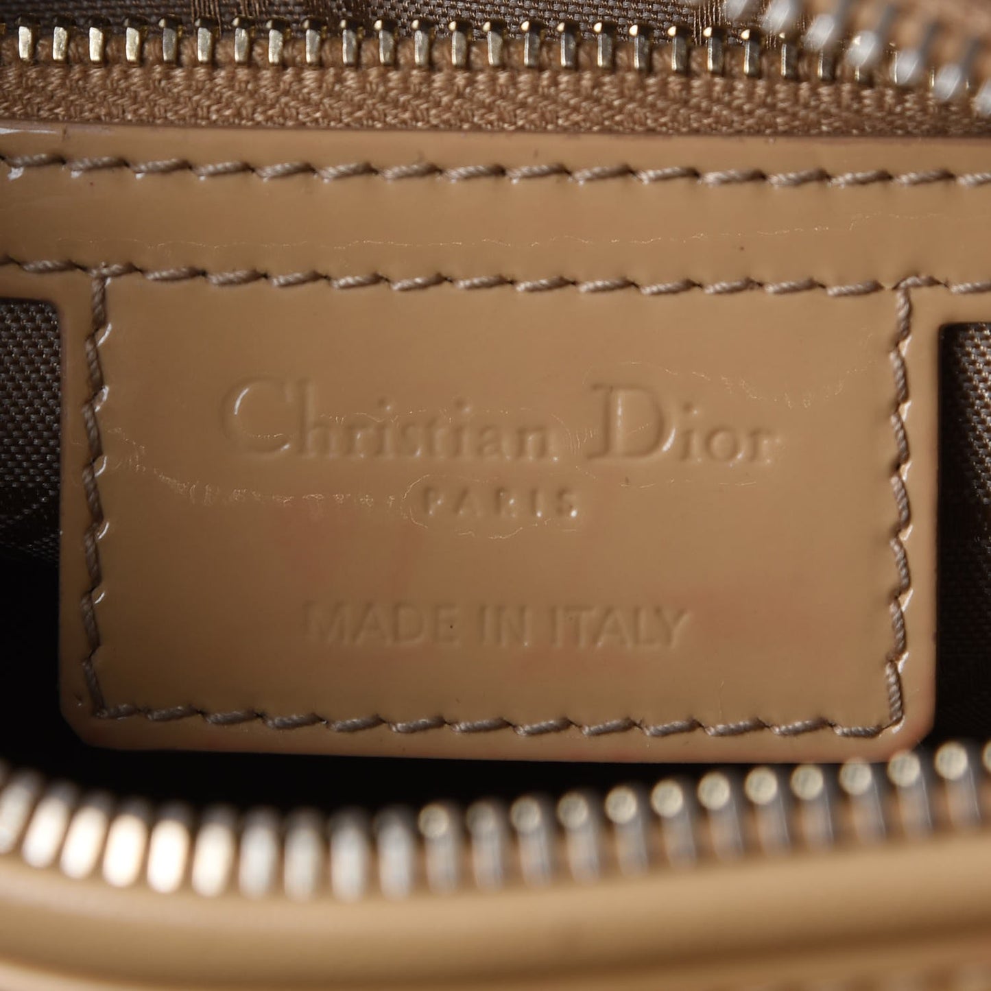 Patent Cannage Medium Lady Dior Beige