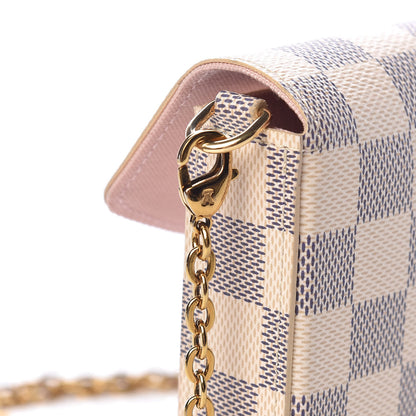 Louis Vuitton Damier Azur Pochette Felicie Chain Wallet Rose Ballerine 12 of 12