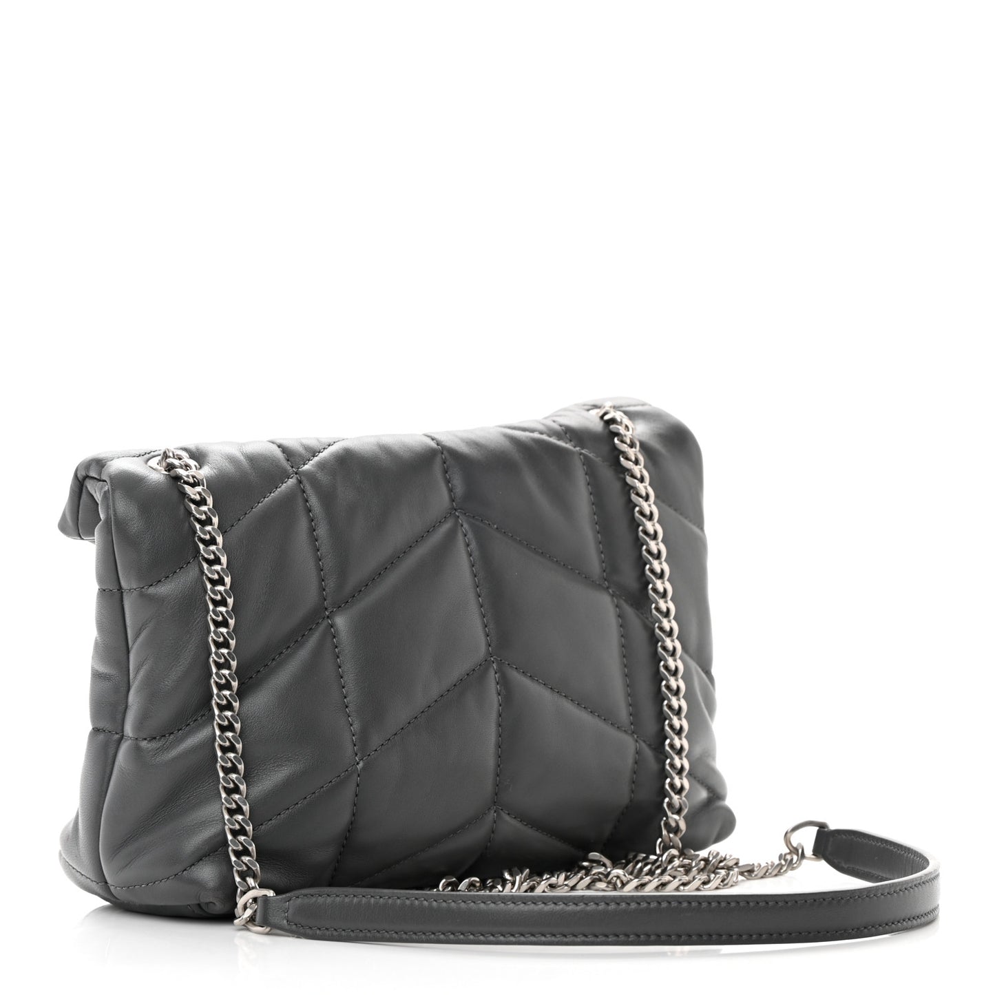 Lambskin Quilted Mini Loulou Puffer Monogram Chain Satchel Storm