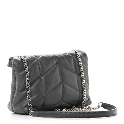 Saint Laurent Lambskin Quilted Mini Loulou Puffer Monogram Chain Satchel Storm 3 of 16
