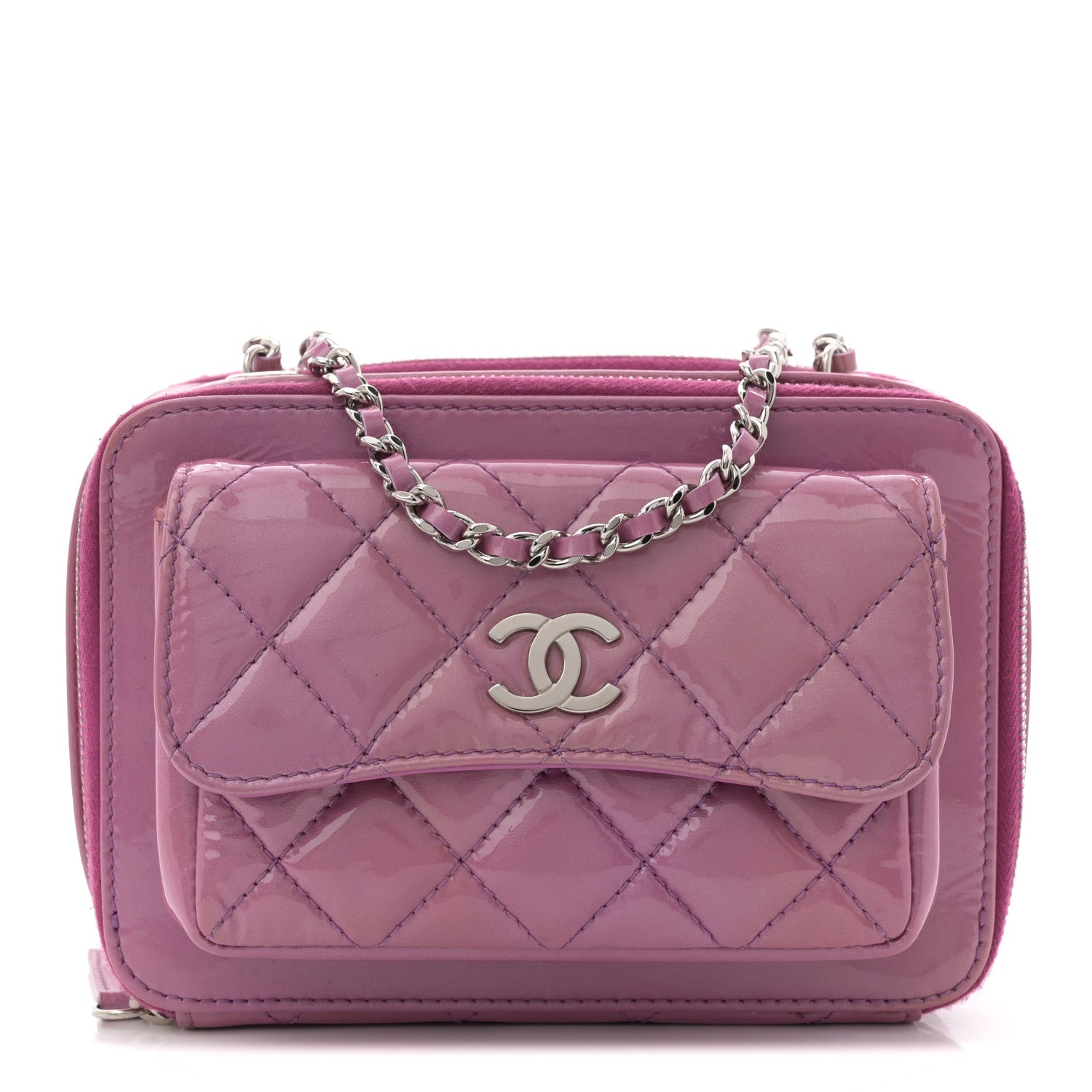 Chanel Patent Quilted Small Pocket Box Camera Case Purple 1 of 12
