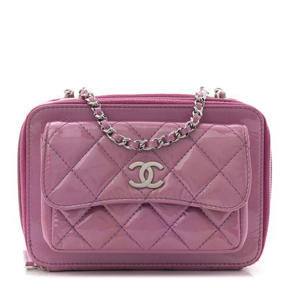 Chanel Patent Quilted Small Pocket Box Camera Case Purple 1 of 12