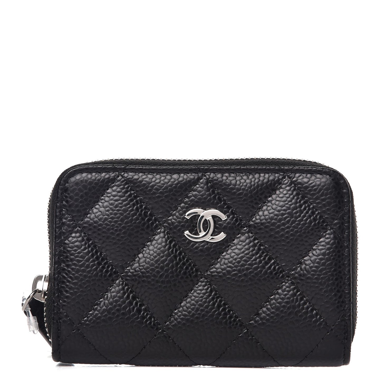 Caviar Quilted Zip Coin Purse Black