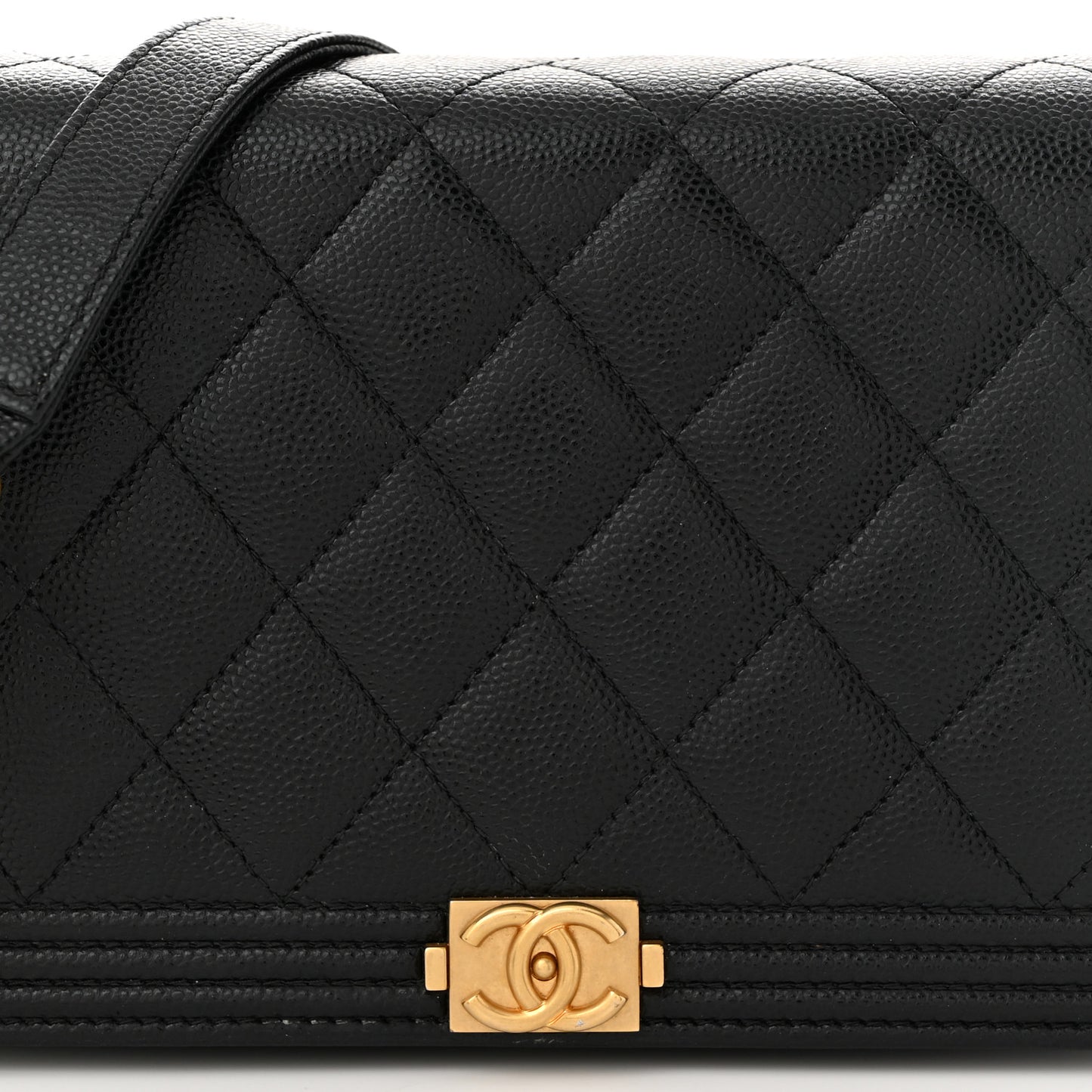 Caviar Quilted Boy Wallet On Chain WOC Black