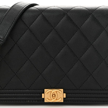 Chanel Caviar Quilted Boy Wallet On Chain WOC Black 9 of 13