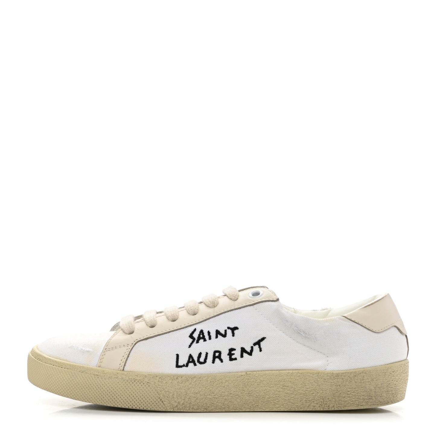 Distressed Canvas Court Classic Sneakers 36.5 White