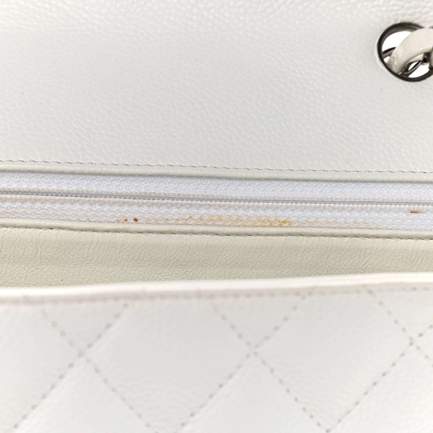 Caviar Quilted Jumbo Double Flap White