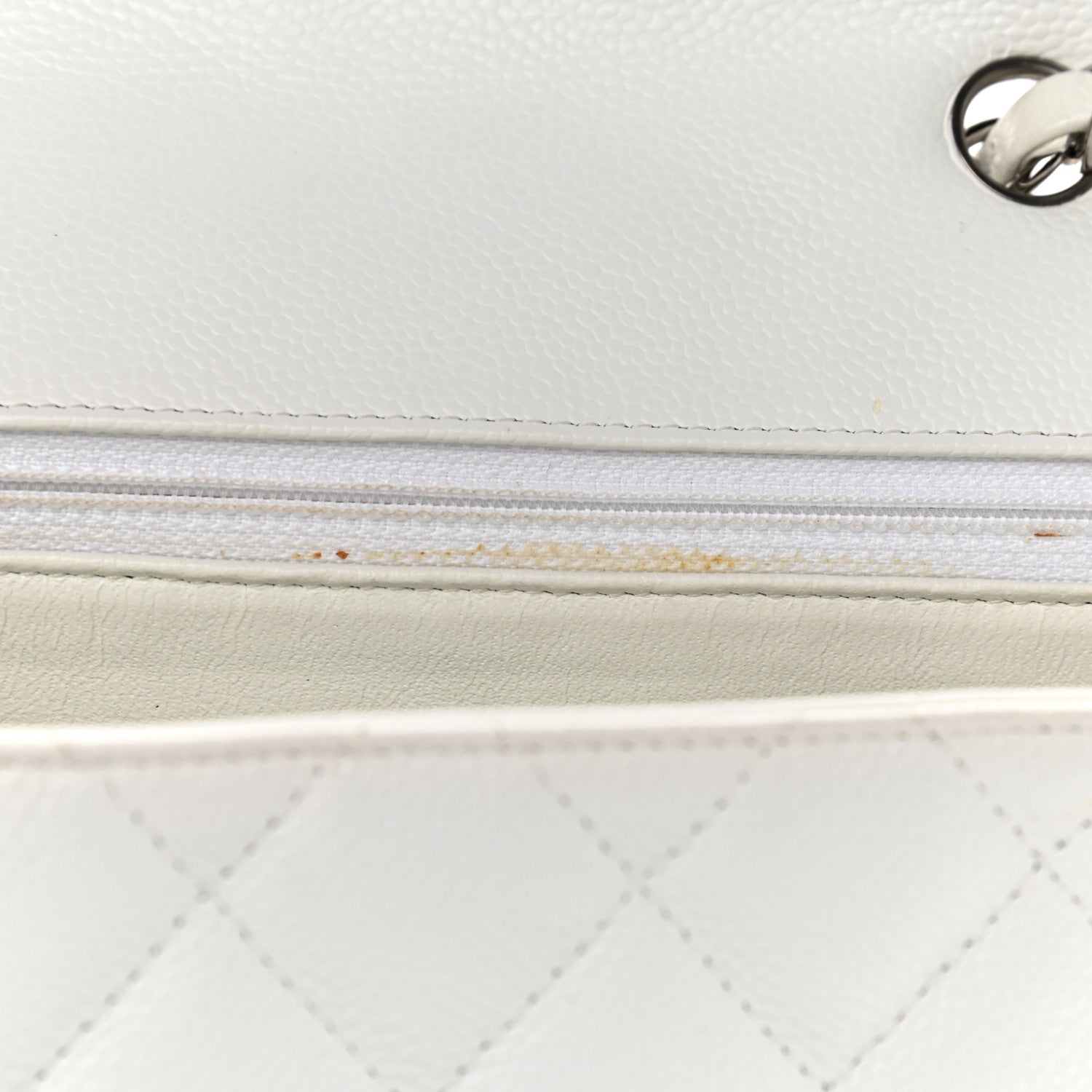 Chanel Caviar Quilted Jumbo Double Flap White 10 of 16