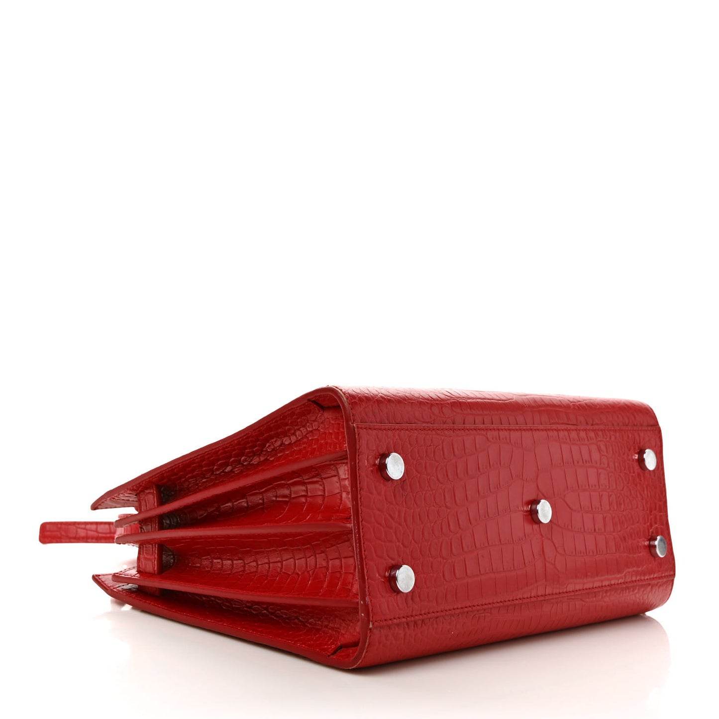 Calfskin Crocodile Embossed Baby Sac De Jour Red