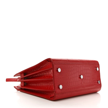 Saint Laurent Calfskin Crocodile Embossed Baby Sac De Jour Red 4 of 9
