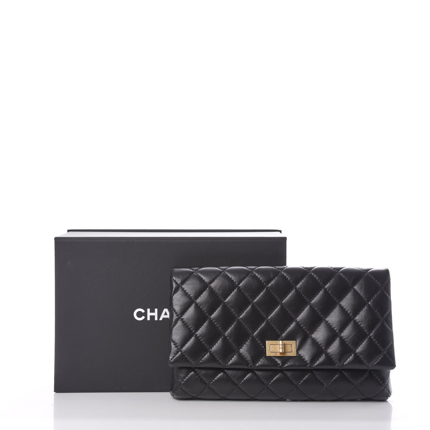 Aged Calfskin Quilted Reissue 2.55 Clutch Black