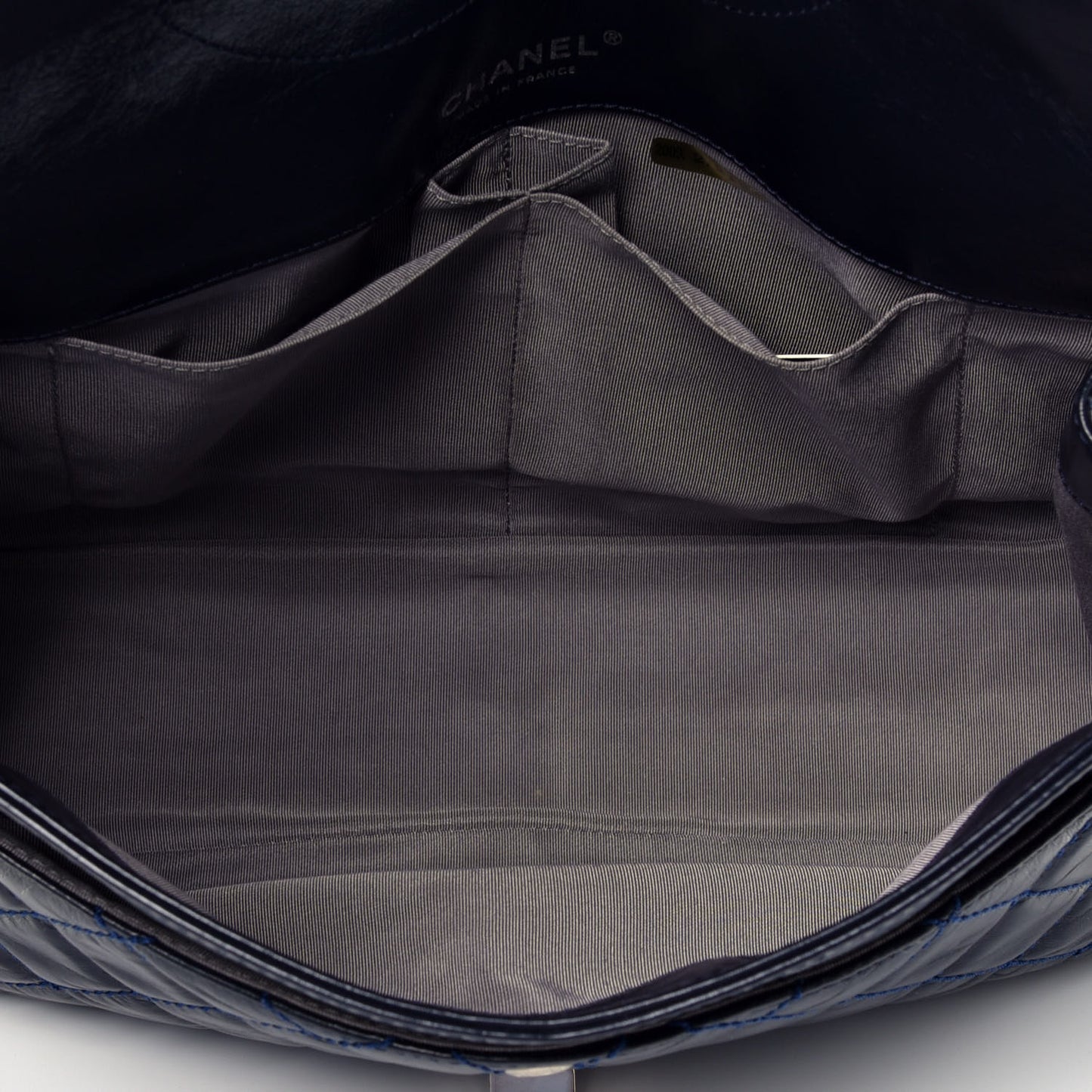 Glazed Calfskin Quilted Surpique 2.55 Reissue Flap Navy
