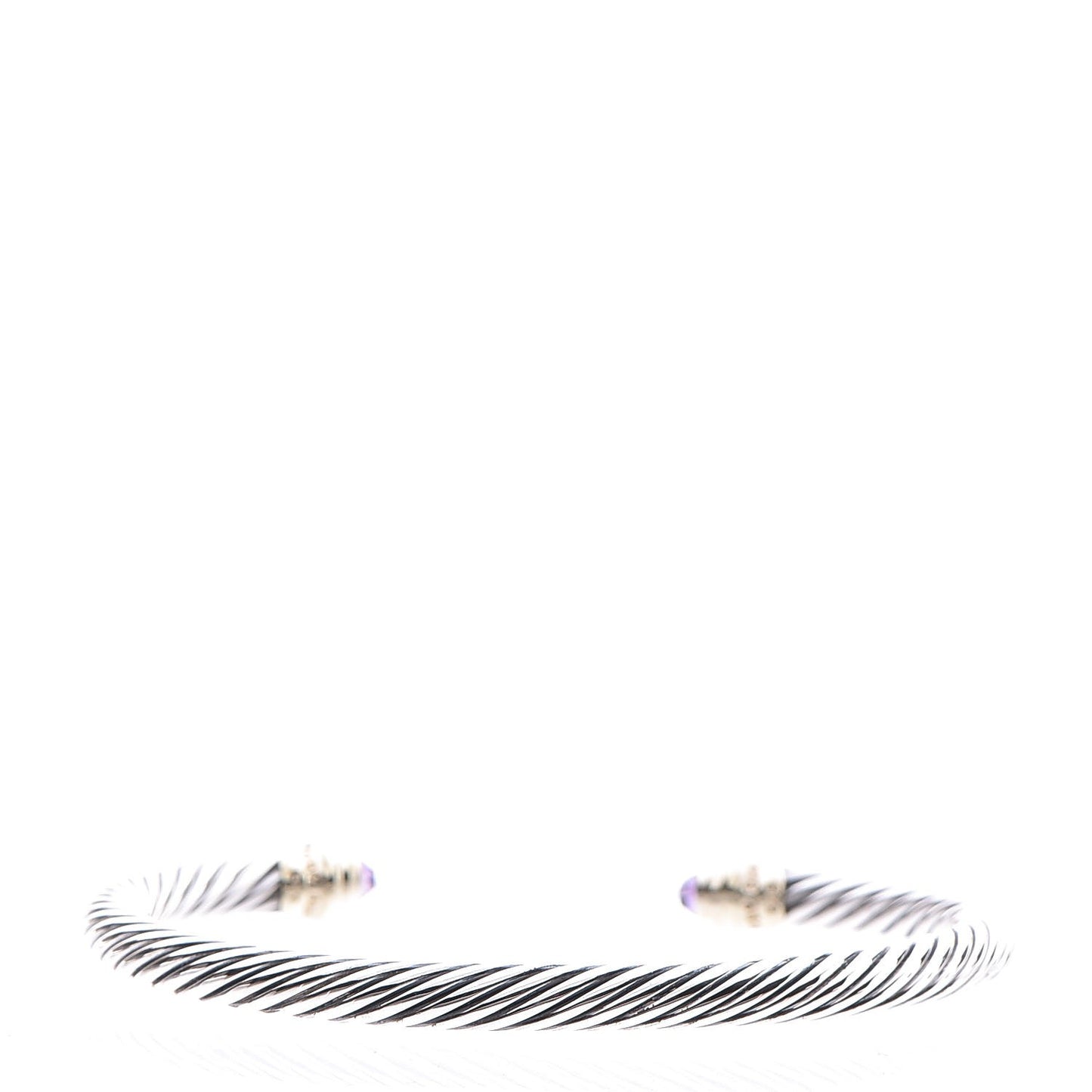 Sterling Silver 14K Yellow Gold Amethyst 5mm Cable Classics Petite Color Bracelet