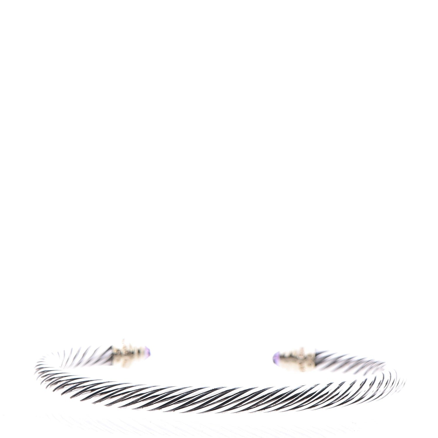 David Yurman Sterling Silver 14K Yellow Gold Amethyst 5mm Cable Classics Petite Color Bracelet 3 of 5