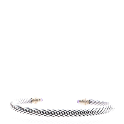 David Yurman Sterling Silver 14K Yellow Gold Amethyst 5mm Cable Classics Petite Color Bracelet 3 of 5