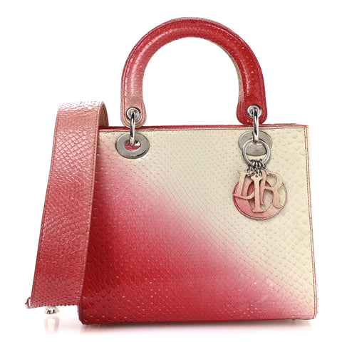 Snakeskin Ombre Medium Lady Dior Red White