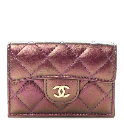 Chanel Iridescent Lambskin Quilted Double Flap Wallet Purple 1 of 11