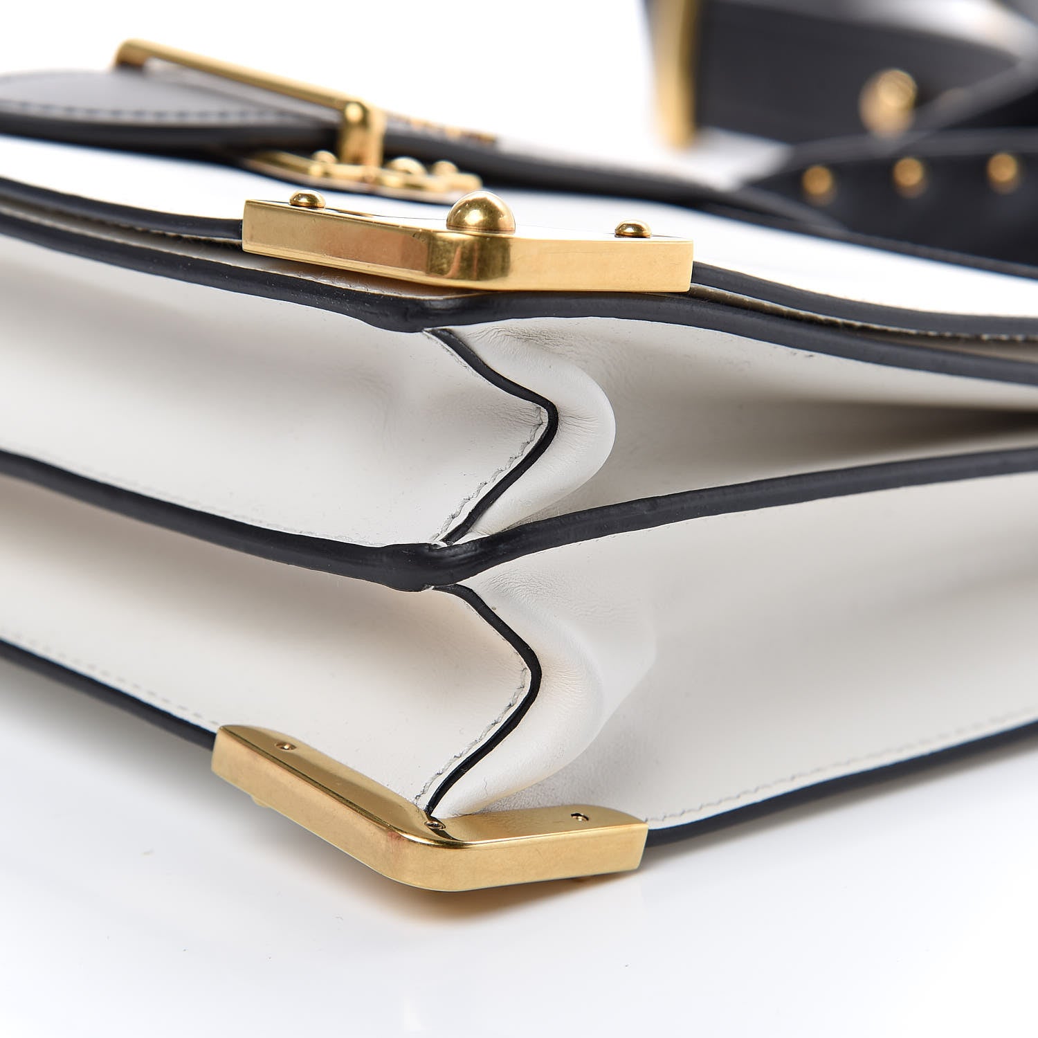 Prada City Calf Saffiano Large Cahier Bag White Black 11 of 18