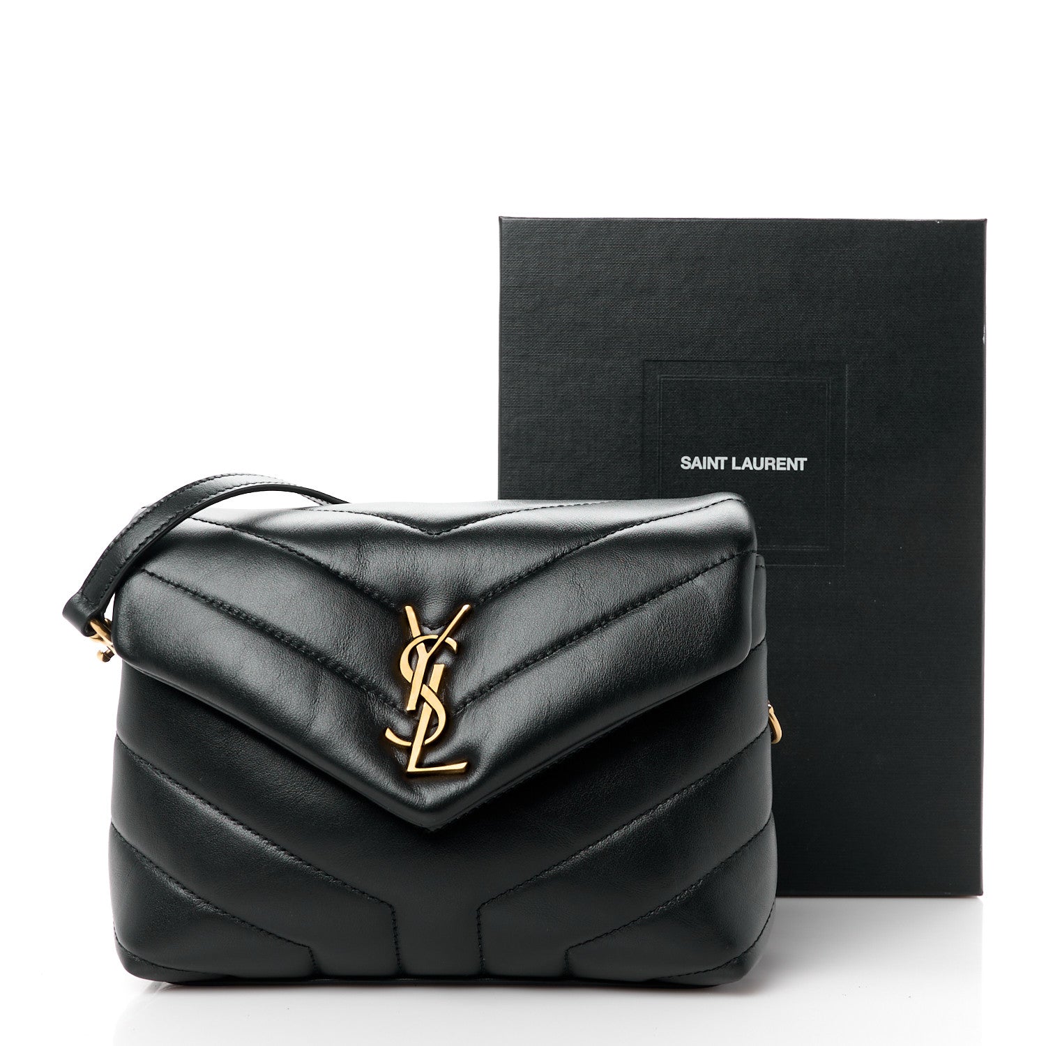 Saint Laurent Calfskin Y Quilted Monogram Toy Loulou Crossbody Bag Black 12 of 12