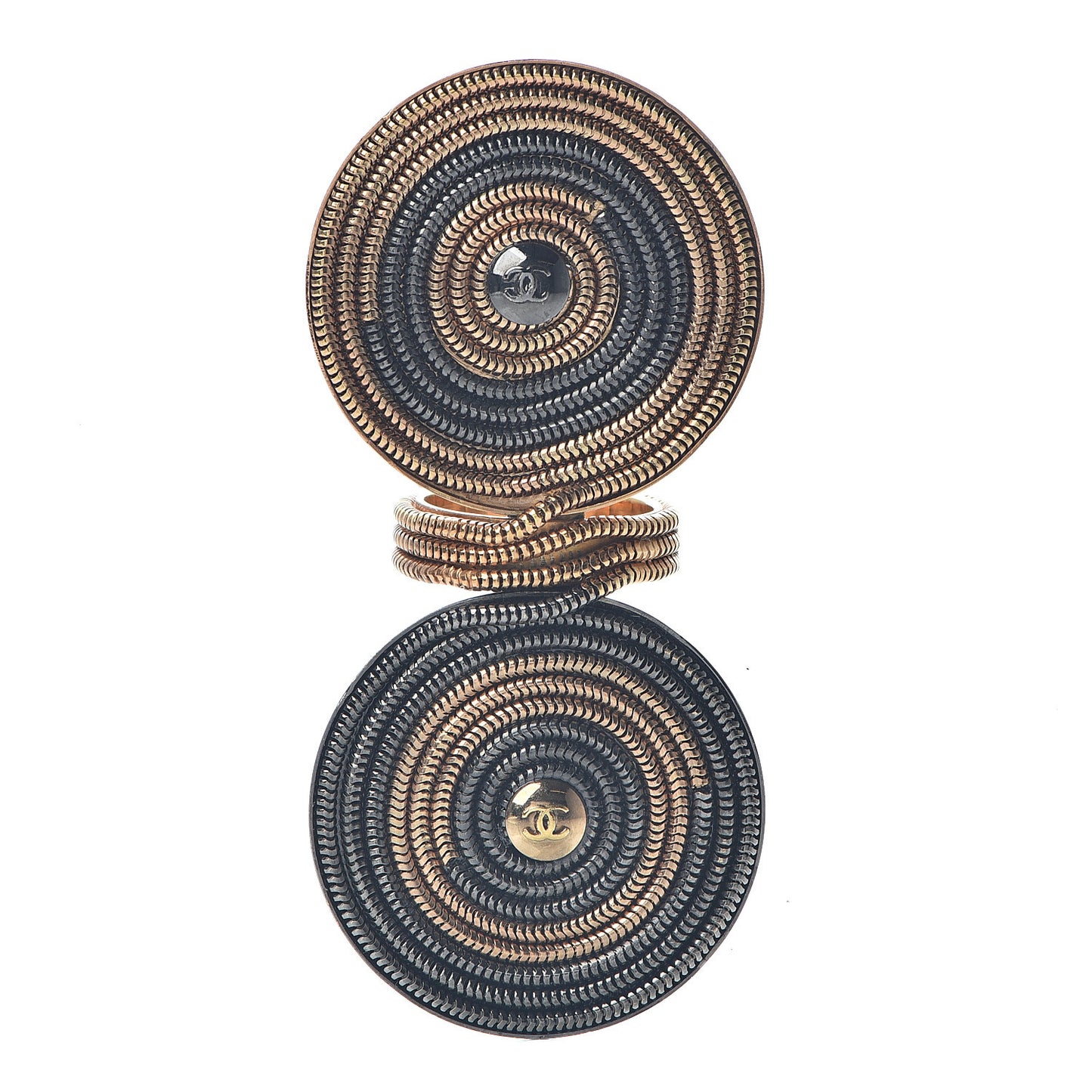 Metal Coil Disc Ring 5 Gold Ruthenium