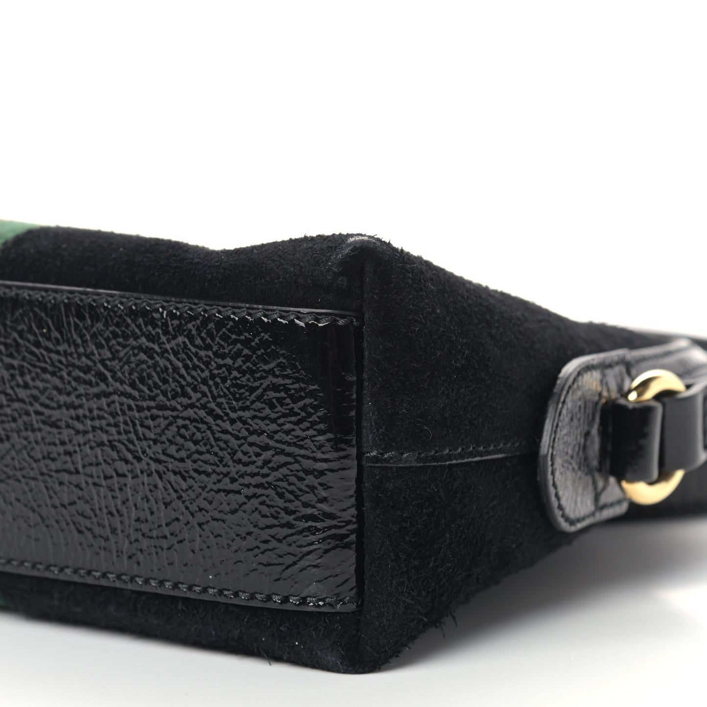 Suede Patent Web GG Small Ophidia Dome Shoulder Bag Black