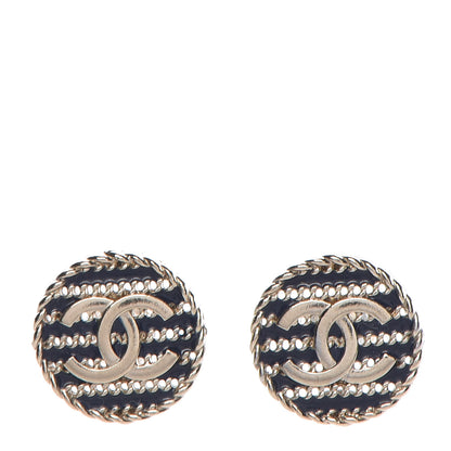 Chanel Enamel CC Earrings Blue Gold 1 of 5