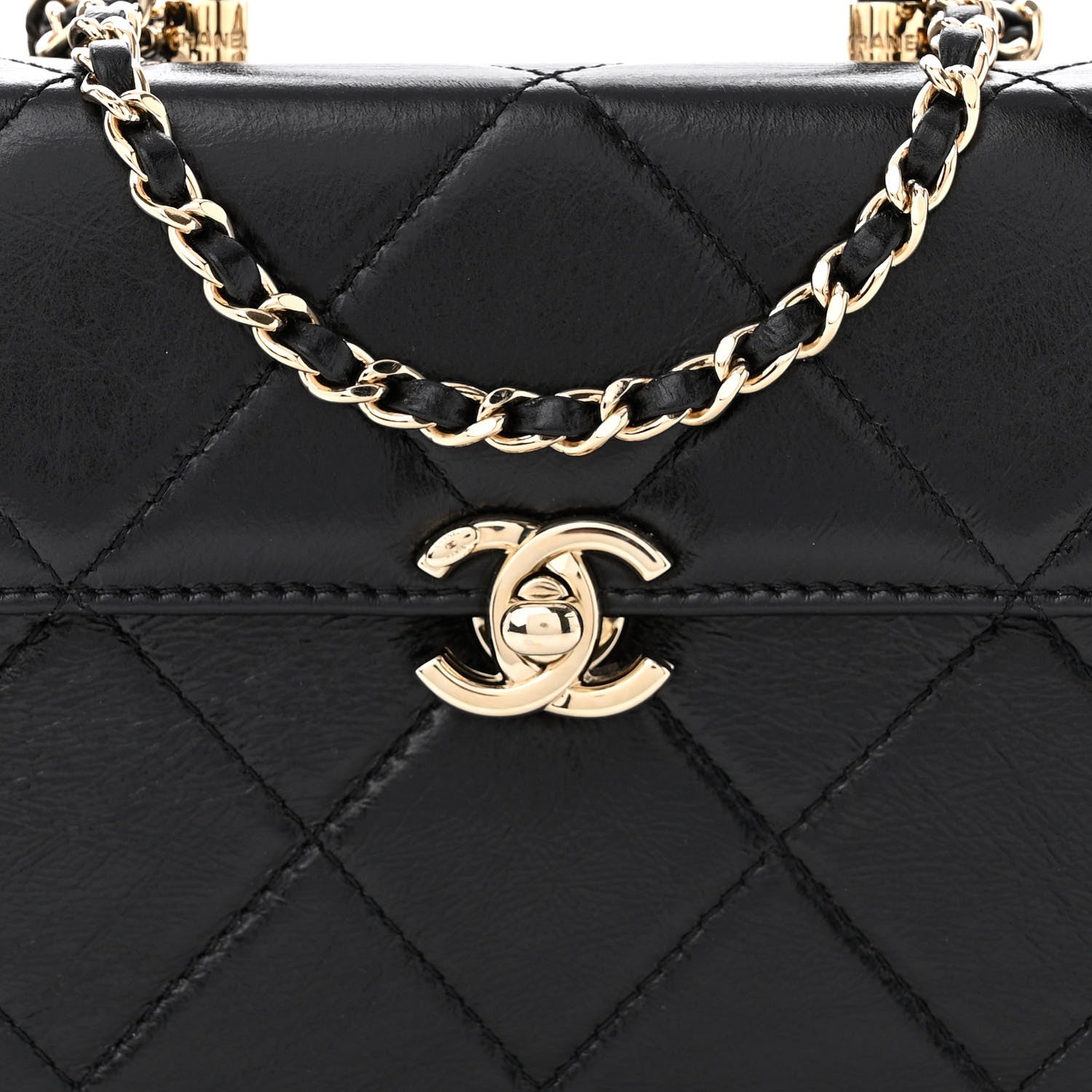 Chanel Shiny Calfskin Quilted Small CC Top Handle Box Bag Black 8 of 11