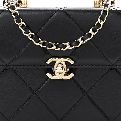 Chanel Shiny Calfskin Quilted Small CC Top Handle Box Bag Black 8 of 11