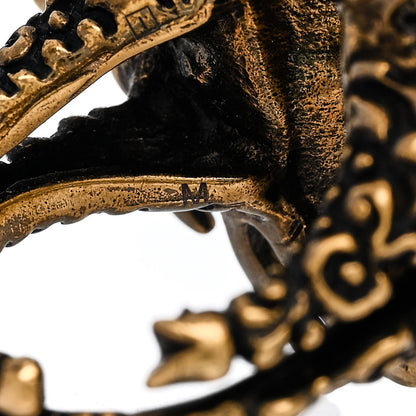 Gucci Metal Crystal Pearl Bee Ring 54 7 Aged Gold 6 of 7