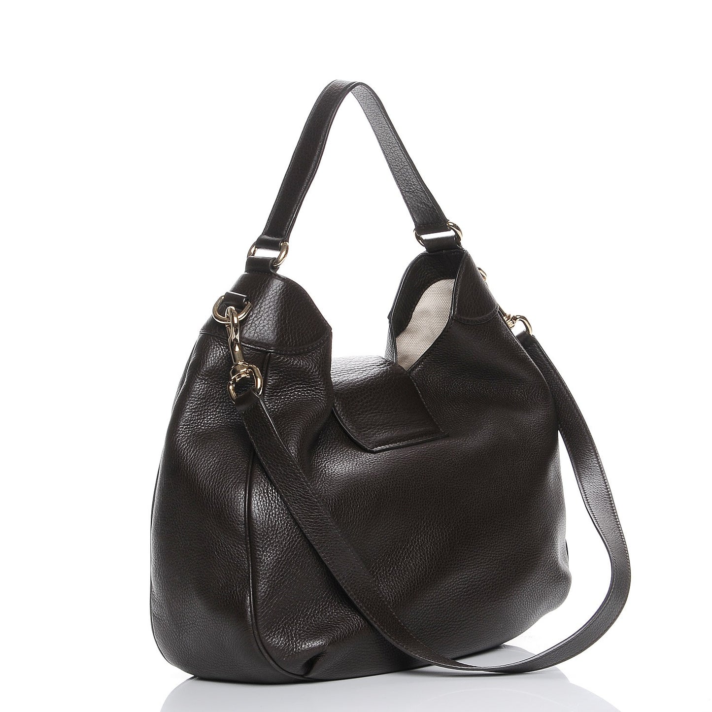 Calfskin Web Medium Dressage Hobo Coffee Brown
