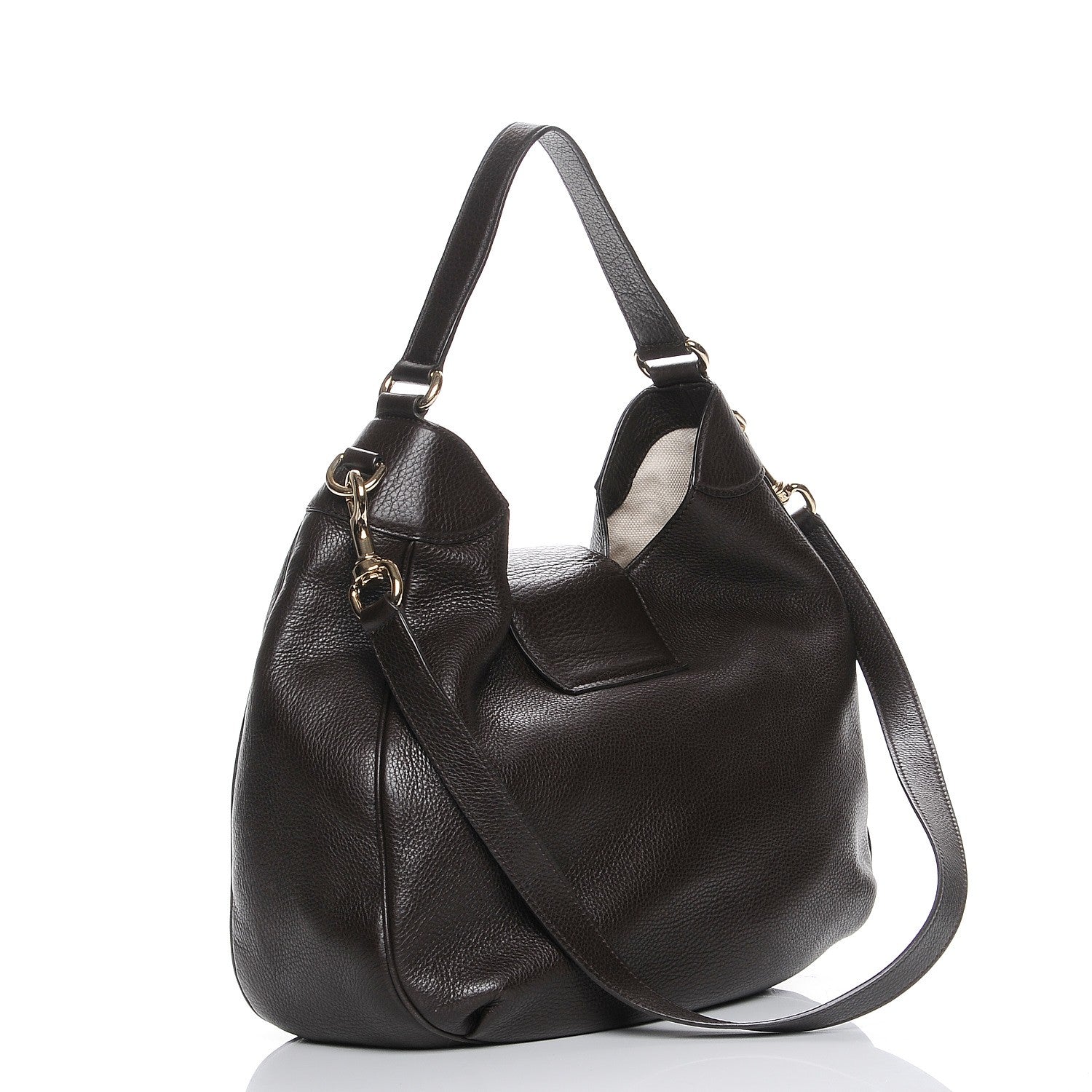 Gucci Calfskin Web Medium Dressage Hobo Coffee Brown 4 of 8