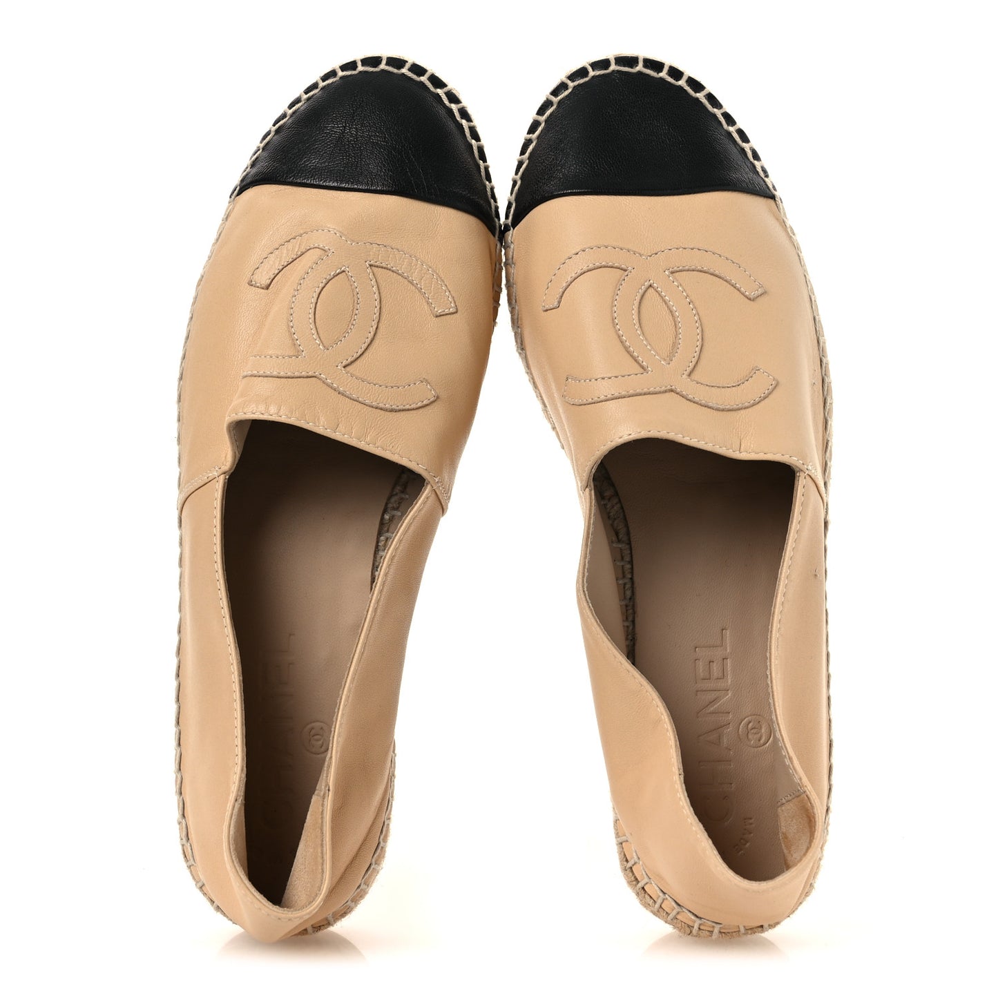 Lambskin CC Espadrilles 38 Beige Black