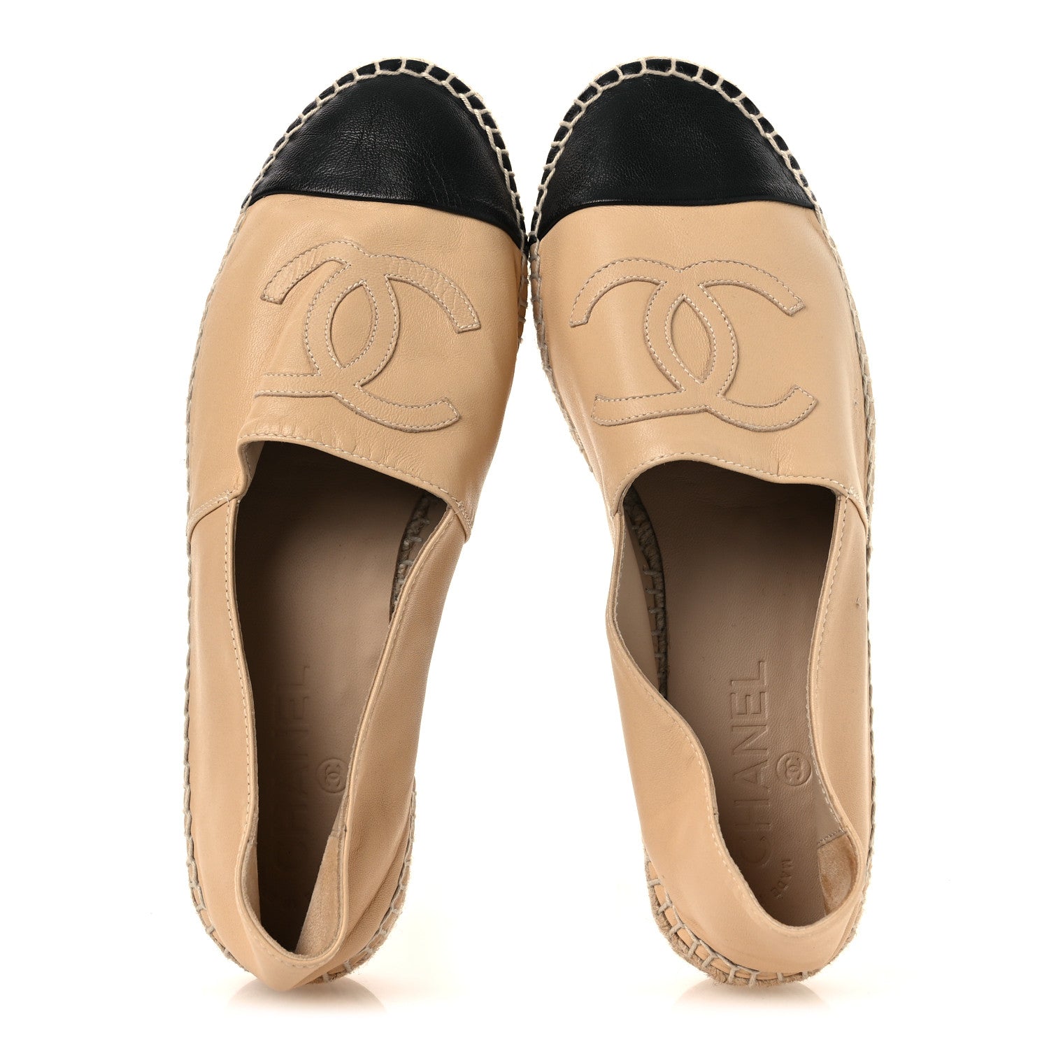 Chanel Lambskin CC Espadrilles 38 Beige Black 2 of 12