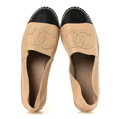 Chanel Lambskin CC Espadrilles 38 Beige Black 2 of 12