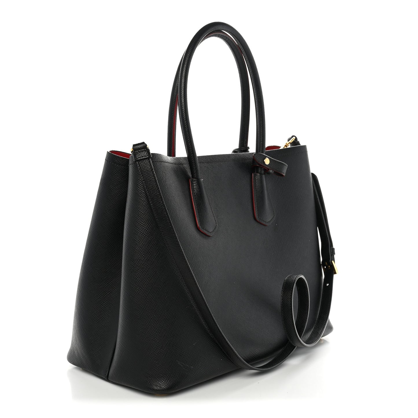 Saffiano Cuir Large Double Bag Black Fuoco
