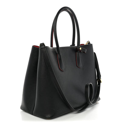 Prada Saffiano Cuir Large Double Bag Black Fuoco 3 of 14