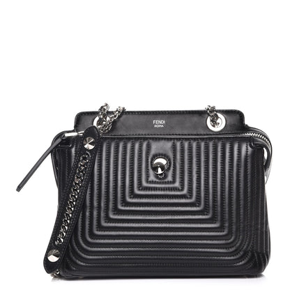 Fendi Shiny Nappa Trapuntata Chain Small DotCom Click Chain Satchel Black 1 of 9