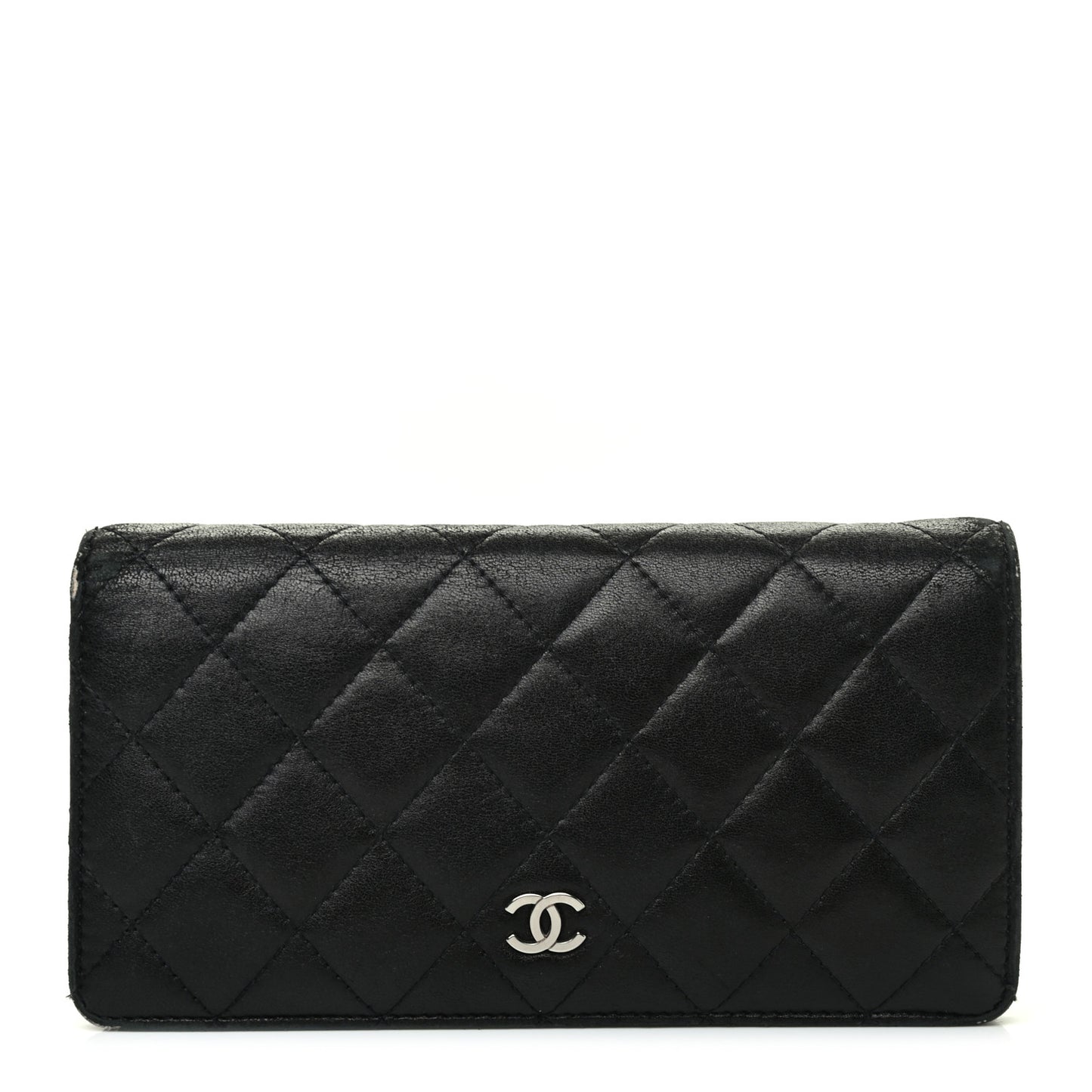 Lambskin Quilted Yen Wallet Black